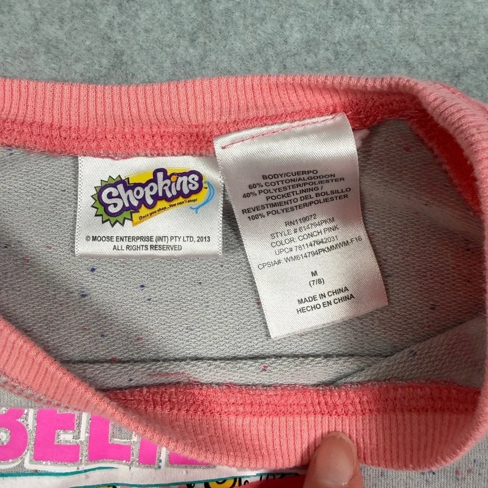 Shopkins Girls Believe In Your Selfie Sweatshirt Pink Grey Size M 7/8 614794PKM